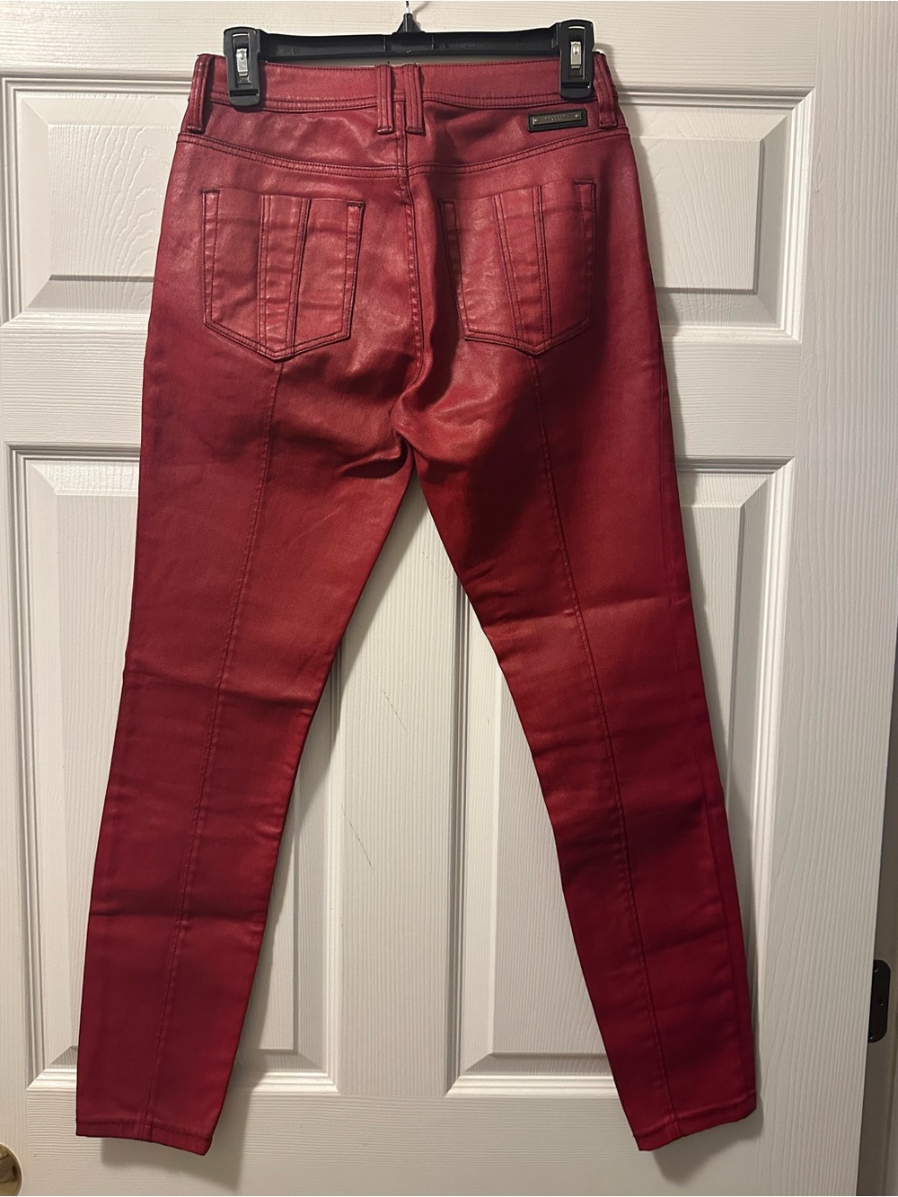 Women’s Burberry Westbourne Handsprayed Skinny Ankle Jeans Military Red Size 27